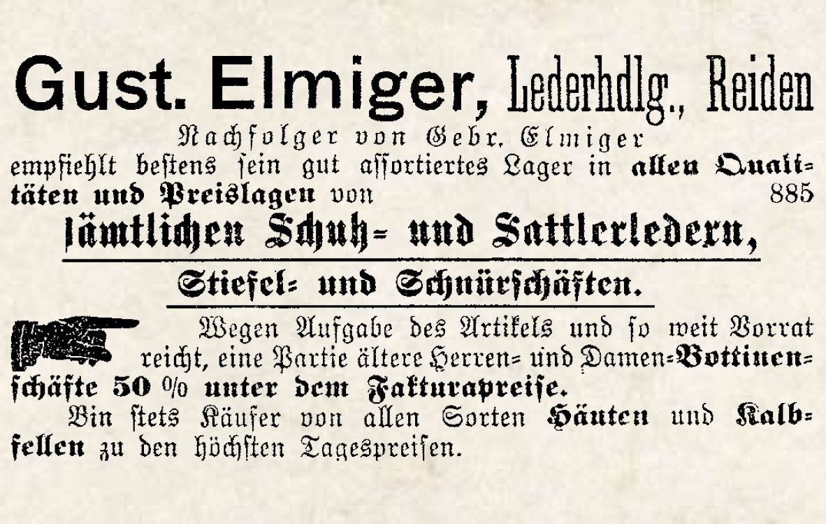 Gust. Elmiger Geschäftsübergabe 1902